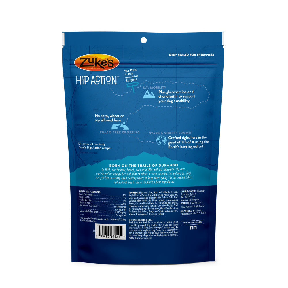Zukes Hip Action Beef Dog Treats with Glucosamine and Chondroitin