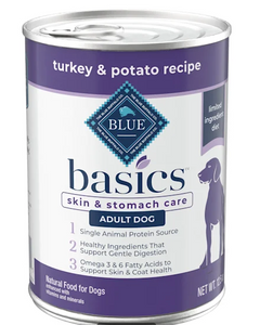 Blue Buffalo Basics Skin & Stomach Care Grain-Free Turkey & Potato Recipe Adult Canned Dog Food