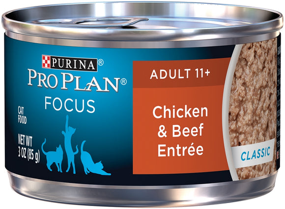 Purina Pro Plan Focus Senior Cat 11 + Chicken & Beef Entree Canned Cat Food