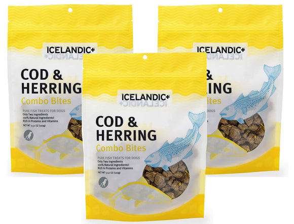 Icelandic+ Cod & Herring Combo Bites Fish Dog Treats (3 pack)