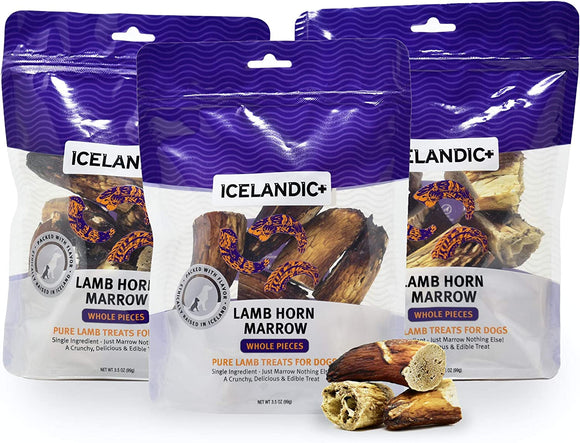 Icelandic+ Lamb Horn Marrow Dog treats (3 Pack)