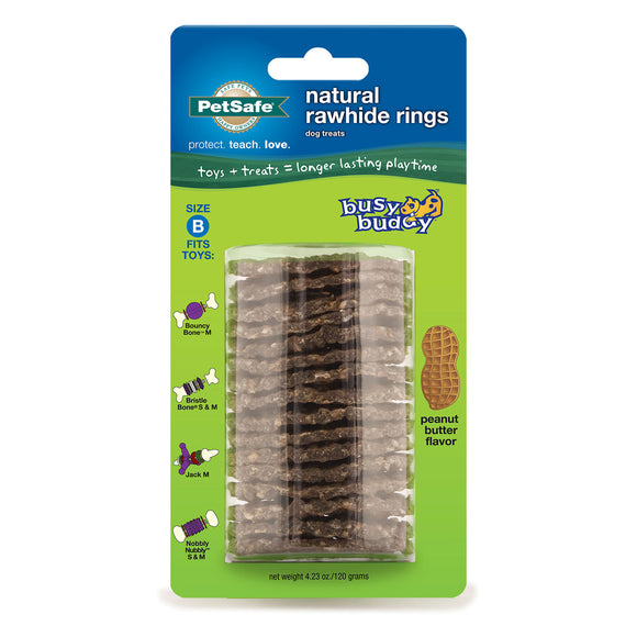 PetSafe Busy Buddy Peanut Butter Rawhide Ring Size B Brown