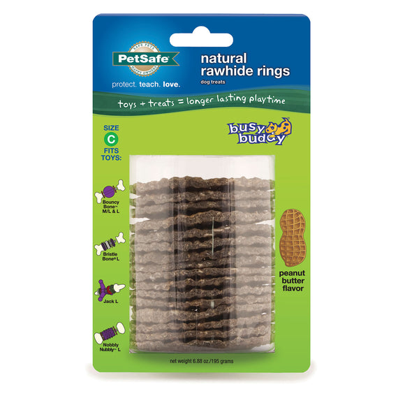 PetSafe Busy Buddy Peanut Butter Rawhide Ring Size C Brown
