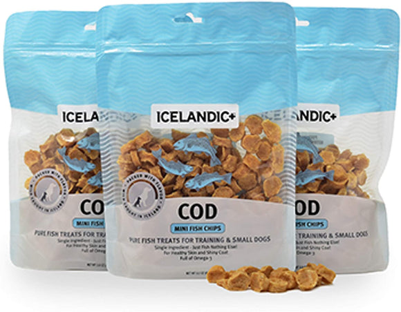 Icelandic+ Mini Cod Fish Chips Small Dog Treats (3 Pack)